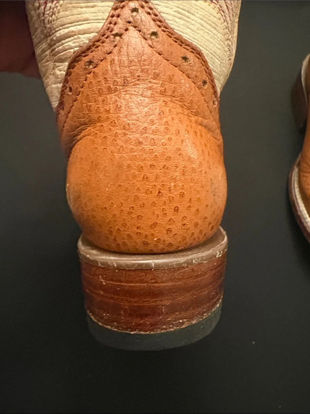 Leather Mexican Tan & Cream Western Cowboy Boots size N18